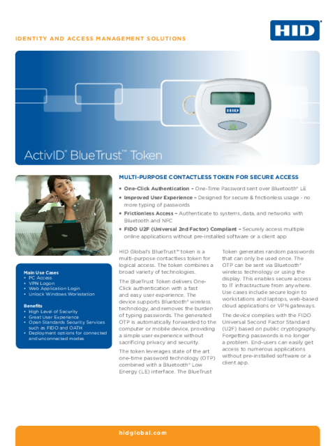 ActivID®  BlueTrust™ Token Datasheet